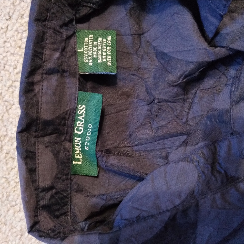 Lemon Grass Studio Large Blue Crinkled Shirt - Picture 4 of 13